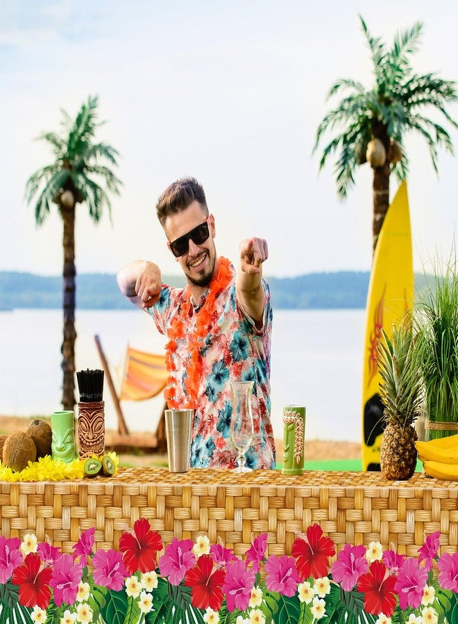 Mindsoft 4 Pcs Hawaiian Luau Party Table Cover 54'' x 108'' Plastic Hawaiian Tablecloth Disposable Rectangular Luau Party Decorations Summer Tropical Table Supplies for BBQs Beach Pool Birthday - Image 4